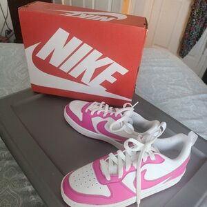 Nike Court Borough Low Pink and White Sneakers